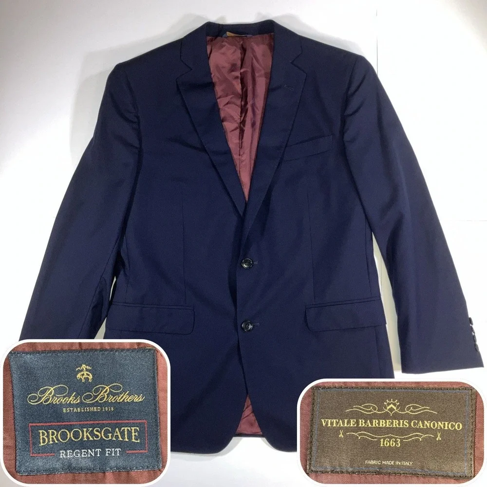 Brooks Brothers Brooksgate Blazer Mens 42R Navy Wool Vitale Barberis Canonico